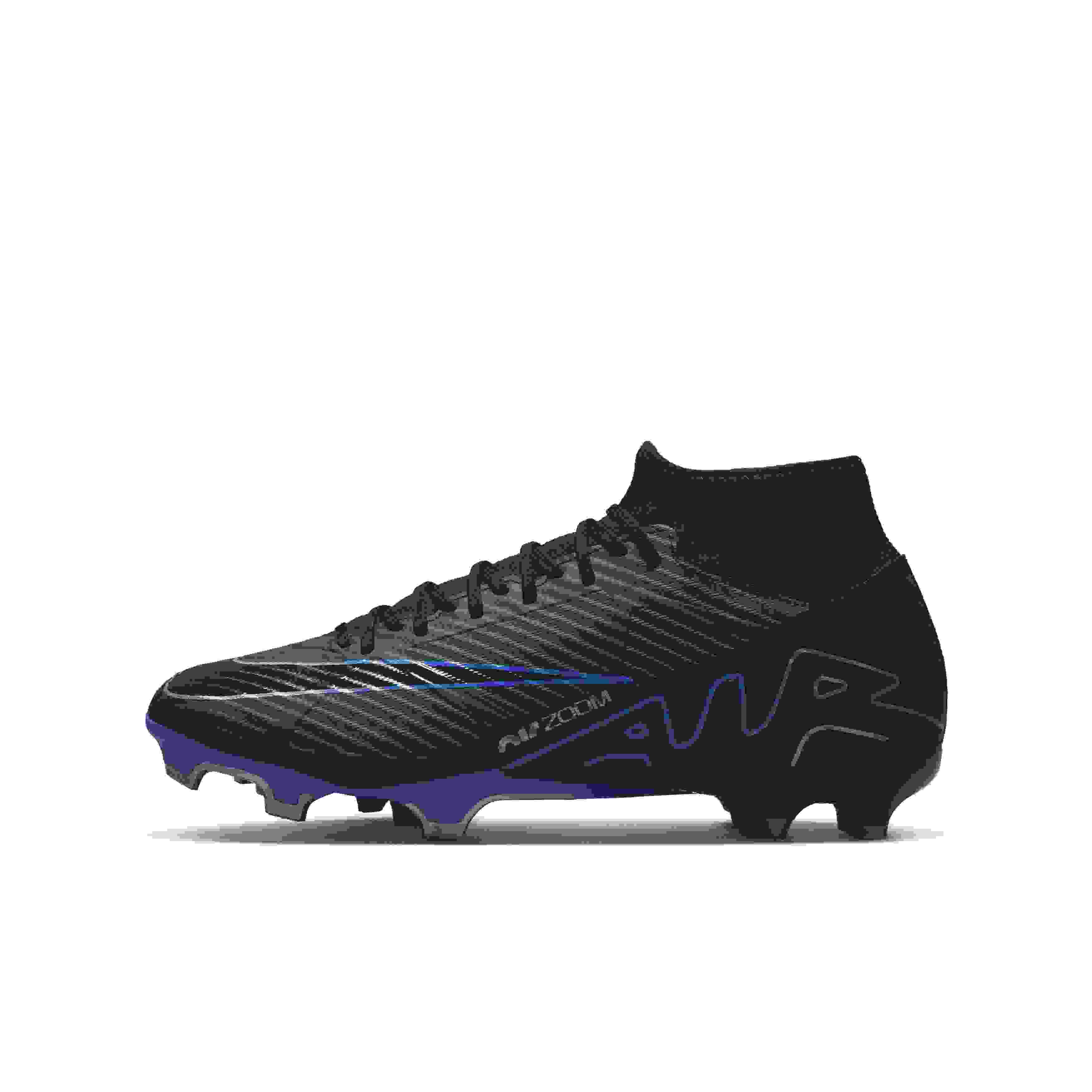 Nike Mercurial Superfly 9 Academy Multi Grade School Kids' "Black/Hyper Royal/Chrome" Soccer Cleat